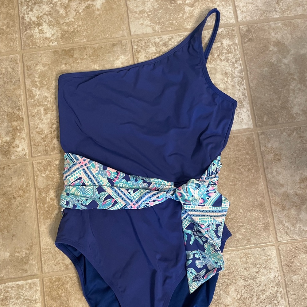 Lilly Pulitzer one shoulder swimsuit - beautiful blue!